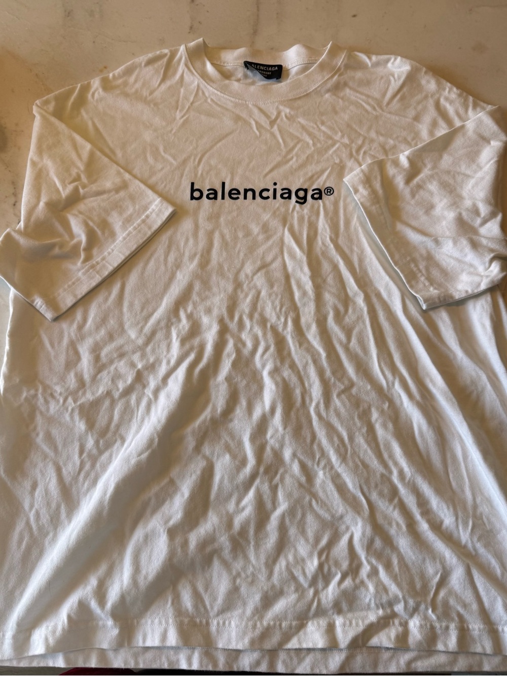 Balenciaga White Short-Sleeve Logo Tee